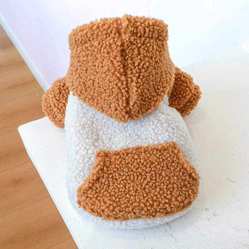 Berber Fleece Dog Hoodie – Winter Warm Pet Sweater with Buckle